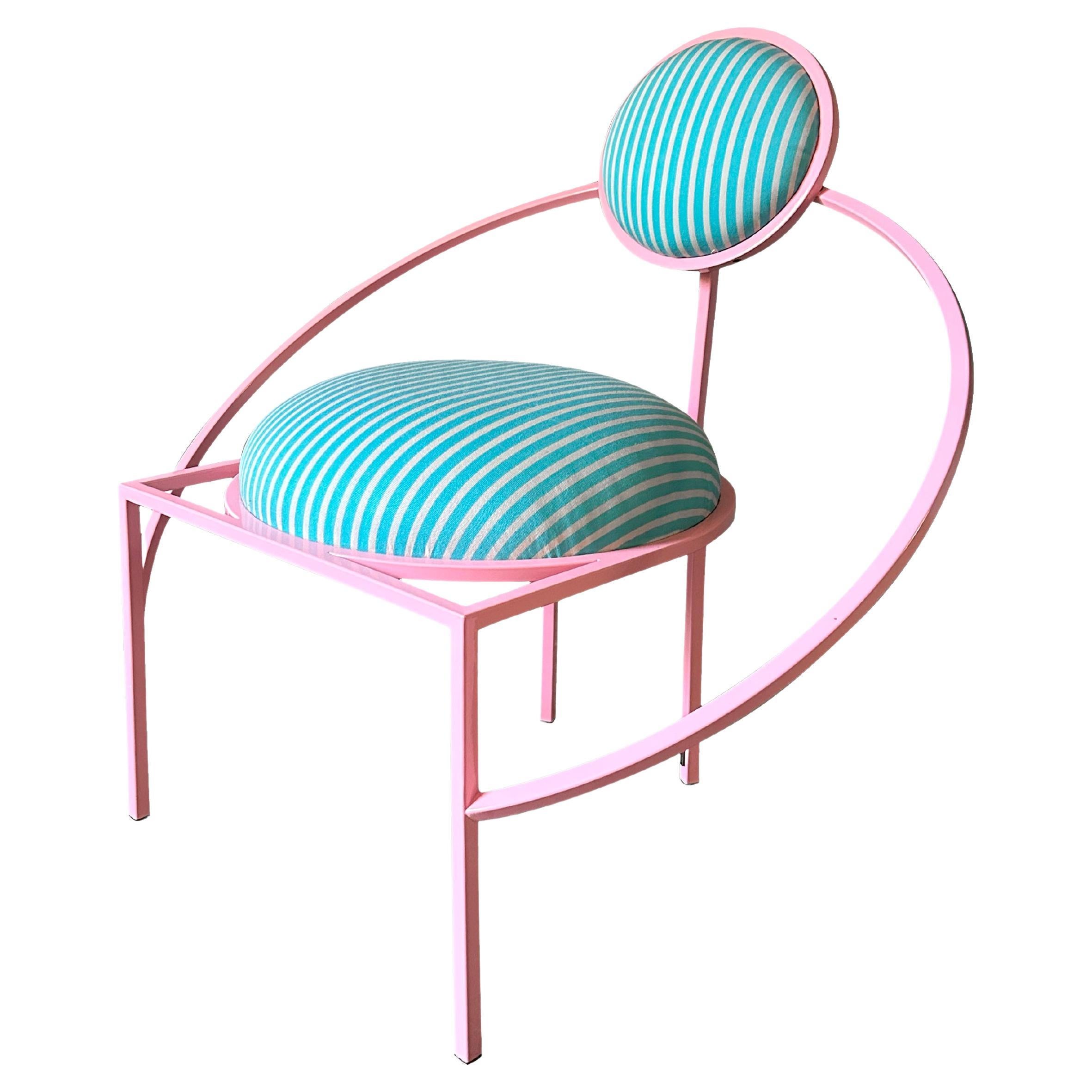 Orbit Garden Chair, Outdoor , Pink  Steel and Stripe Fabric by Lara Bohinc