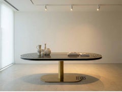 Orbit Mother of Pearl Inlay Oval Dining Table by House of Jaipur