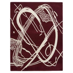 Orbit of Expression Burgundy & Ivory Abstract Rug – Modern Handmade Area Carpet