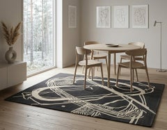 Orbit of Expression Charcoal & Ivory Abstract Rug – Modern Handmade Area Carpet