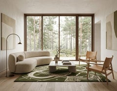Orbit of Expression Olive & Ivory Abstract Rug – Modern Handmade Area Carpet