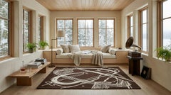 Orbit ofExpression Dark brown & Ivory Abstract Rug – Modern Handmade Area Carpet