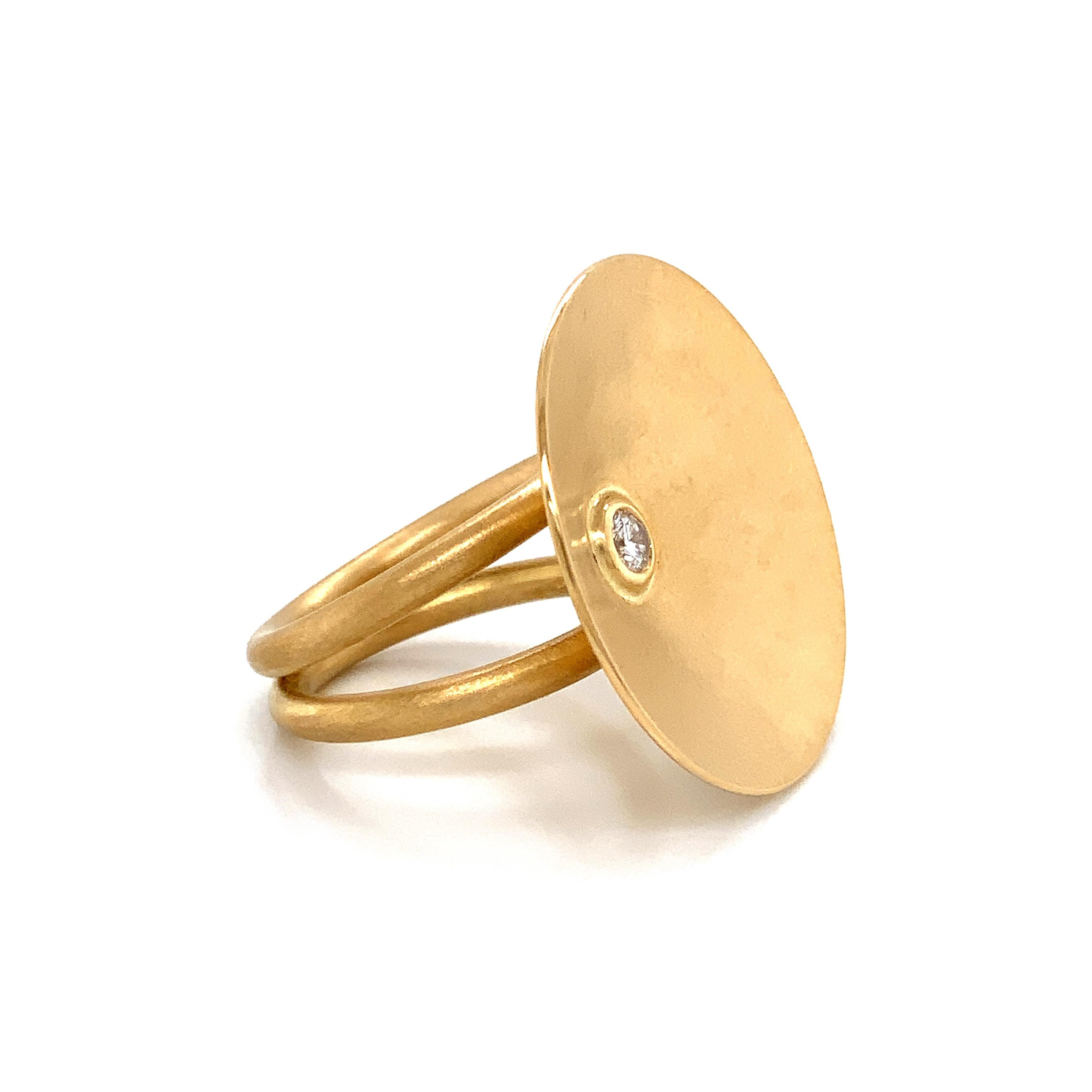 Contemporary Georg Spreng - Orbit Double Ring Cone 18 Karat Gold with Diamond G/si 0.17 Carat For Sale