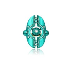 Bague « Orbit » en or 18 carats recouvert d'un revêtement nano-céramique turquoise, sertie de diamants