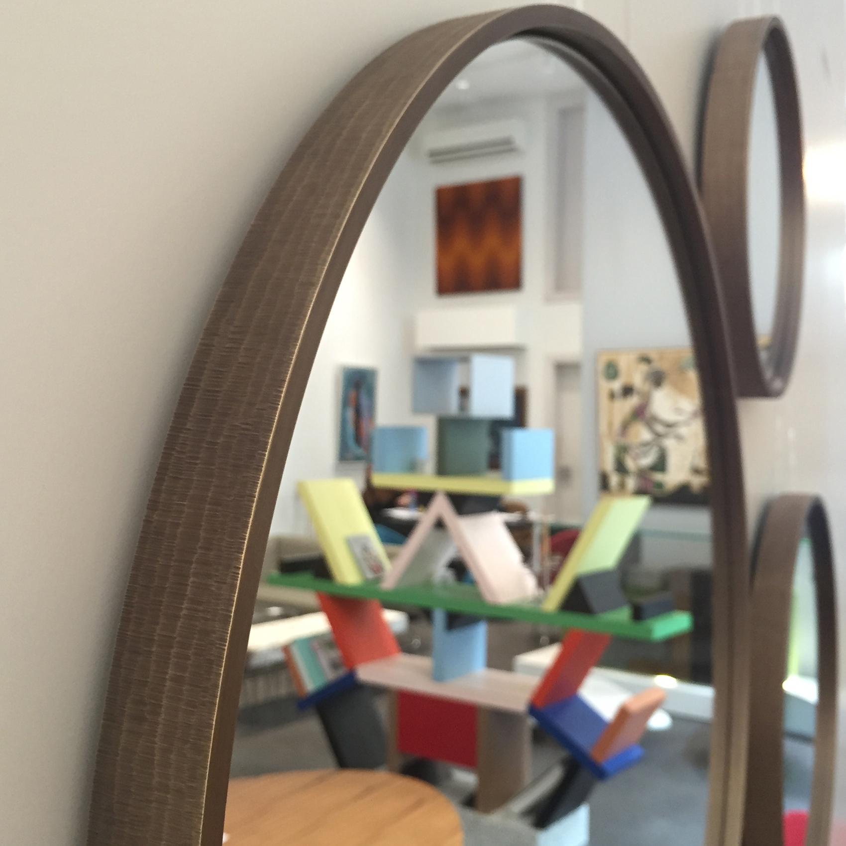 Orbit, Small Mirror with Light Oxidized Regular Cratched Brass Frame In New Condition In Dubai, AE