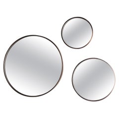 Orbit, Small Mirror with Light Oxidized Regular Cratched Brass Frame
