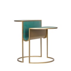Orbit Tea Table in Verdigris Copper and Brass Coated Steel by Lara Bohinc