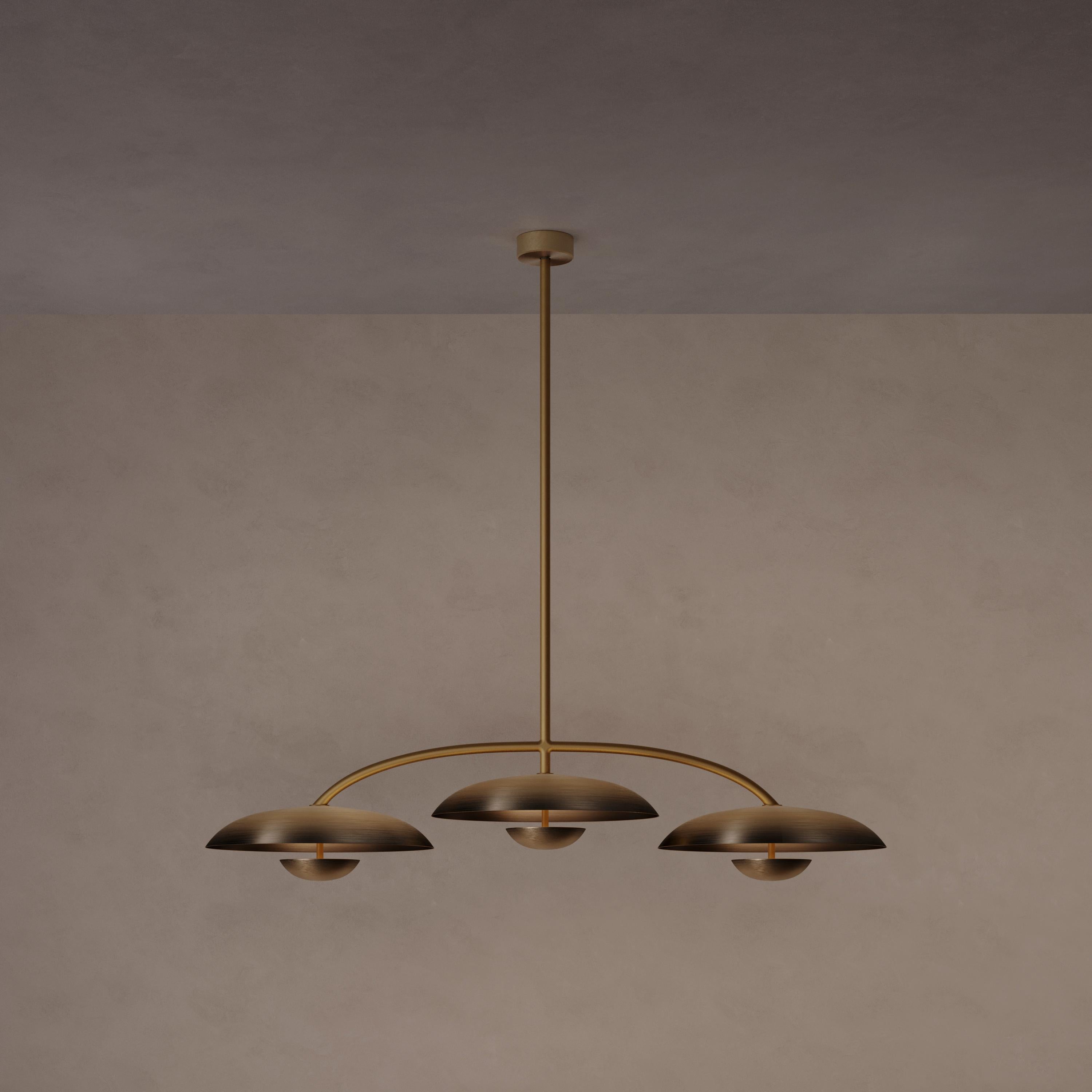 Organic Modern 'Orbit Trio Ore' Handmade Bronze Gradient Brass Ceiling Light For Sale