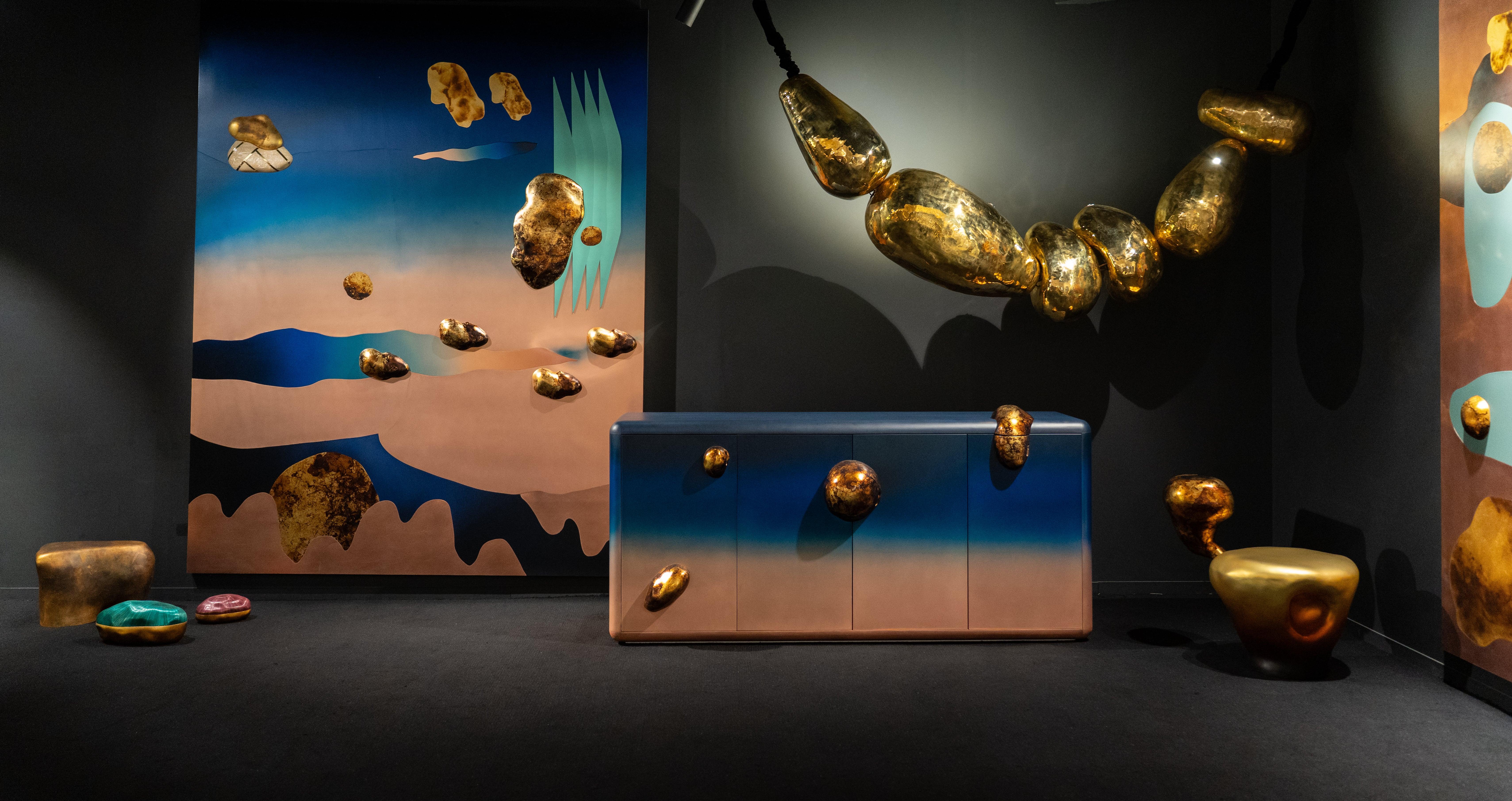 Orbit Wandpaneel mit Messing und Kupfer (Indisch) im Angebot