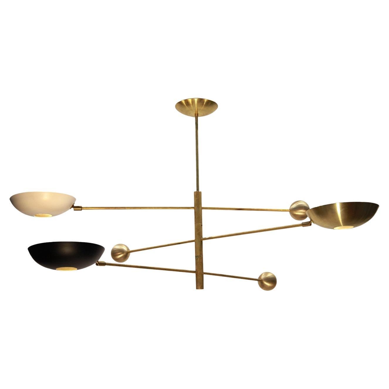Orbital 3 Rotating Arm Brass Chandelier by Silvio Piattelli