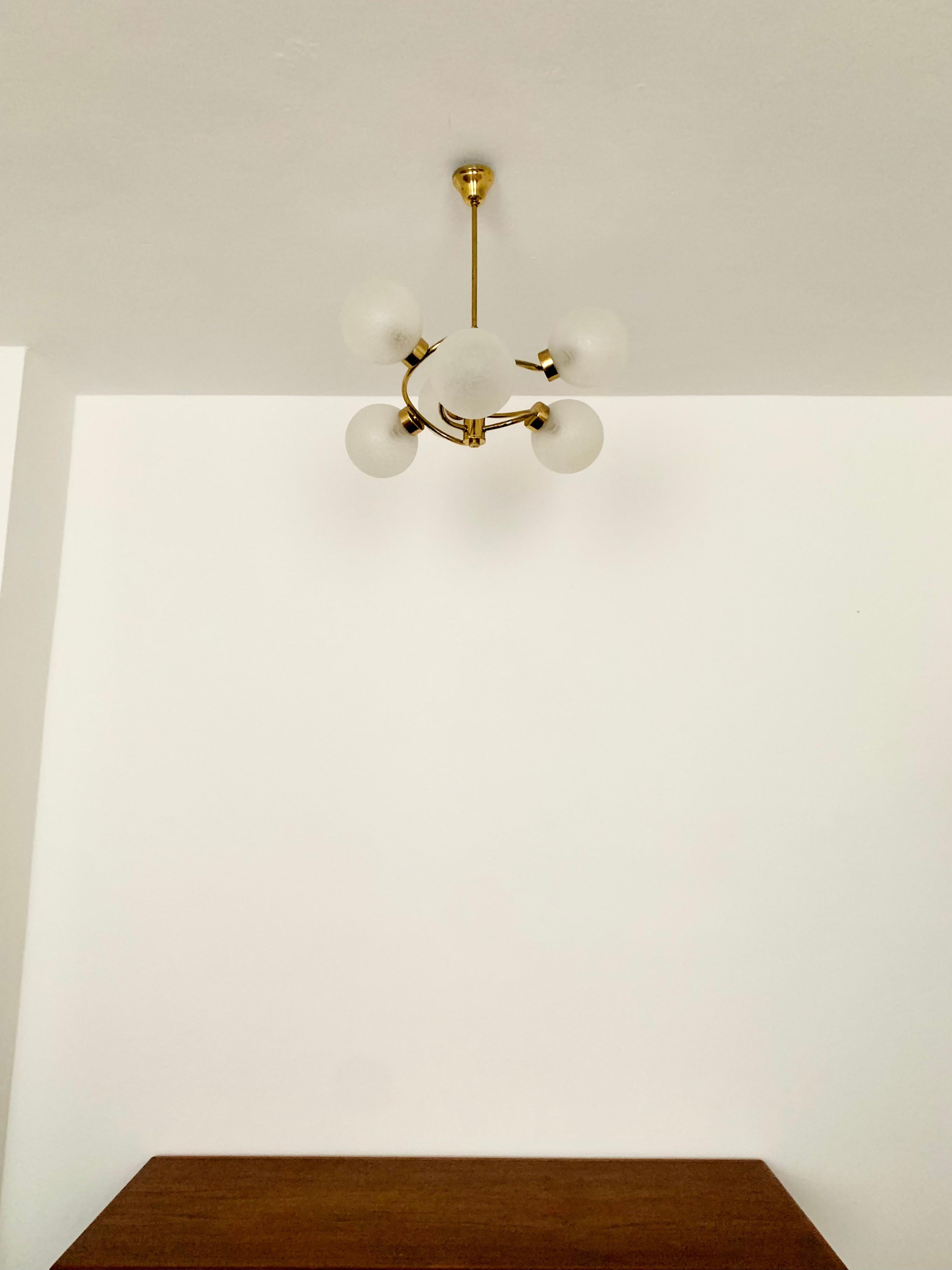 German Orbital Brass Chandelier For Sale