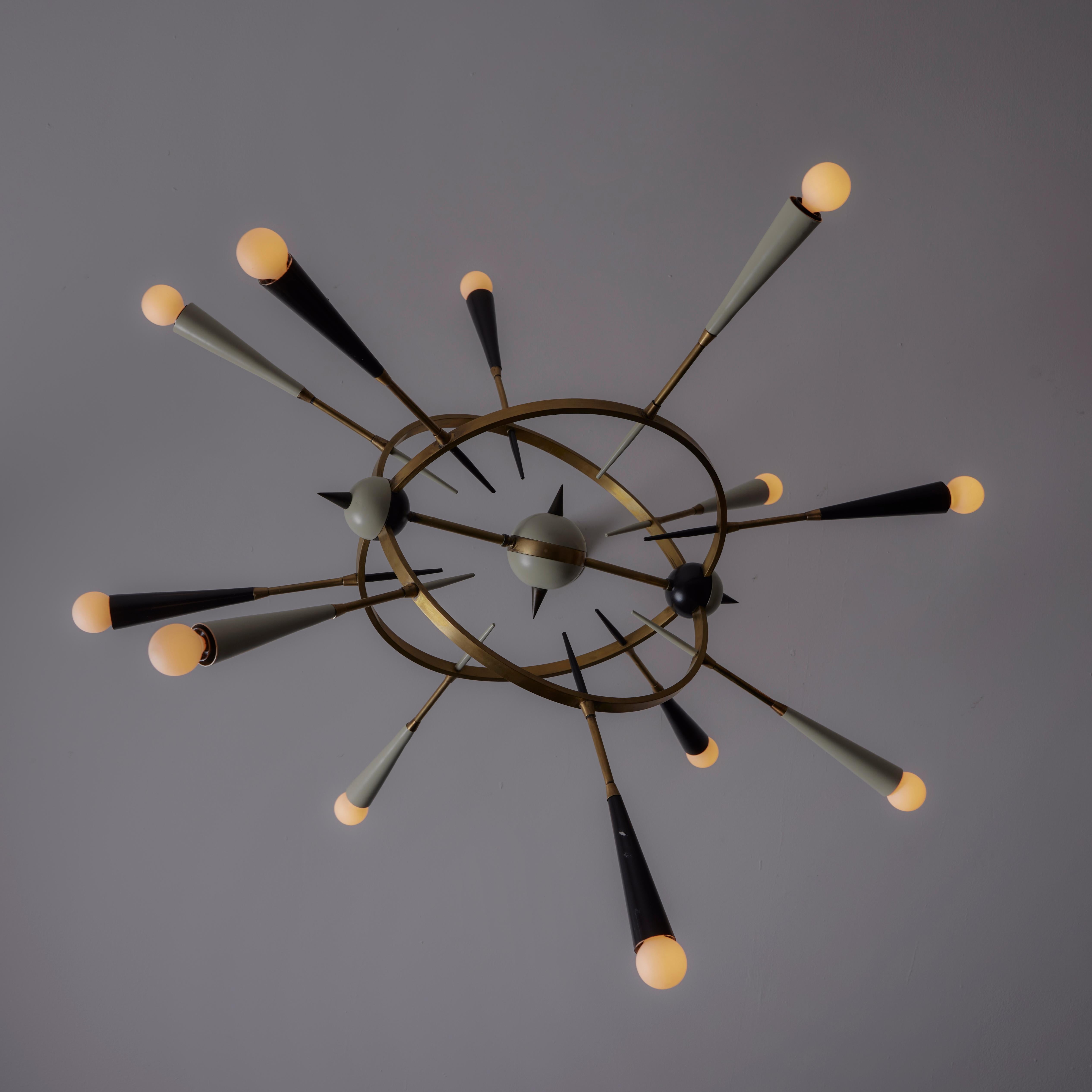 Patinated Orbital Ceiling Light by Stilnovo (Italy, c. 1950s) For Sale