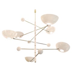 Orbital Six Arms Balanced Italian Brass and Lacquer Customizable Chandelier