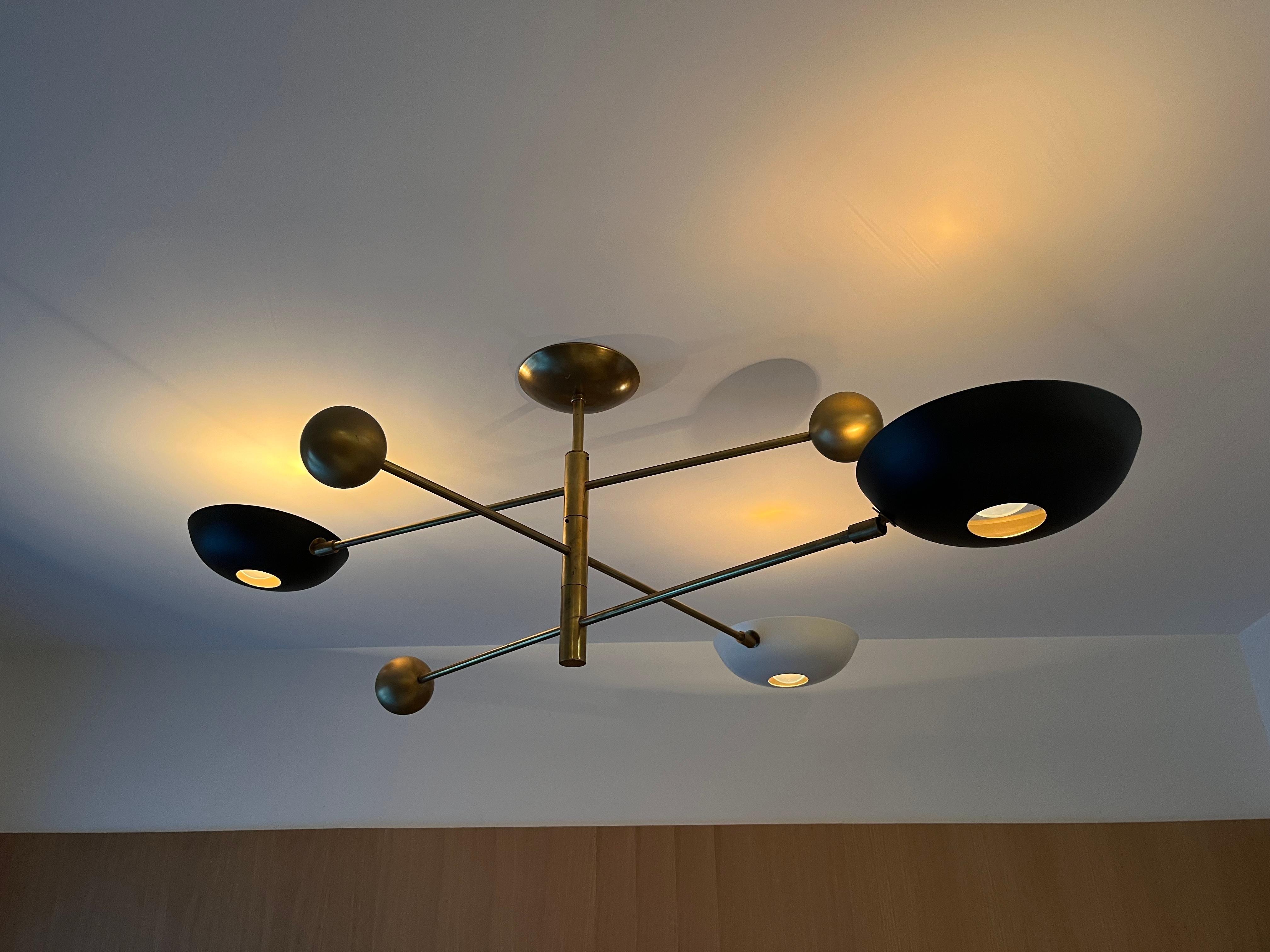 Contemporary Orbitale Brass Chandelier 3 Rotating Balanced Arms For Sale
