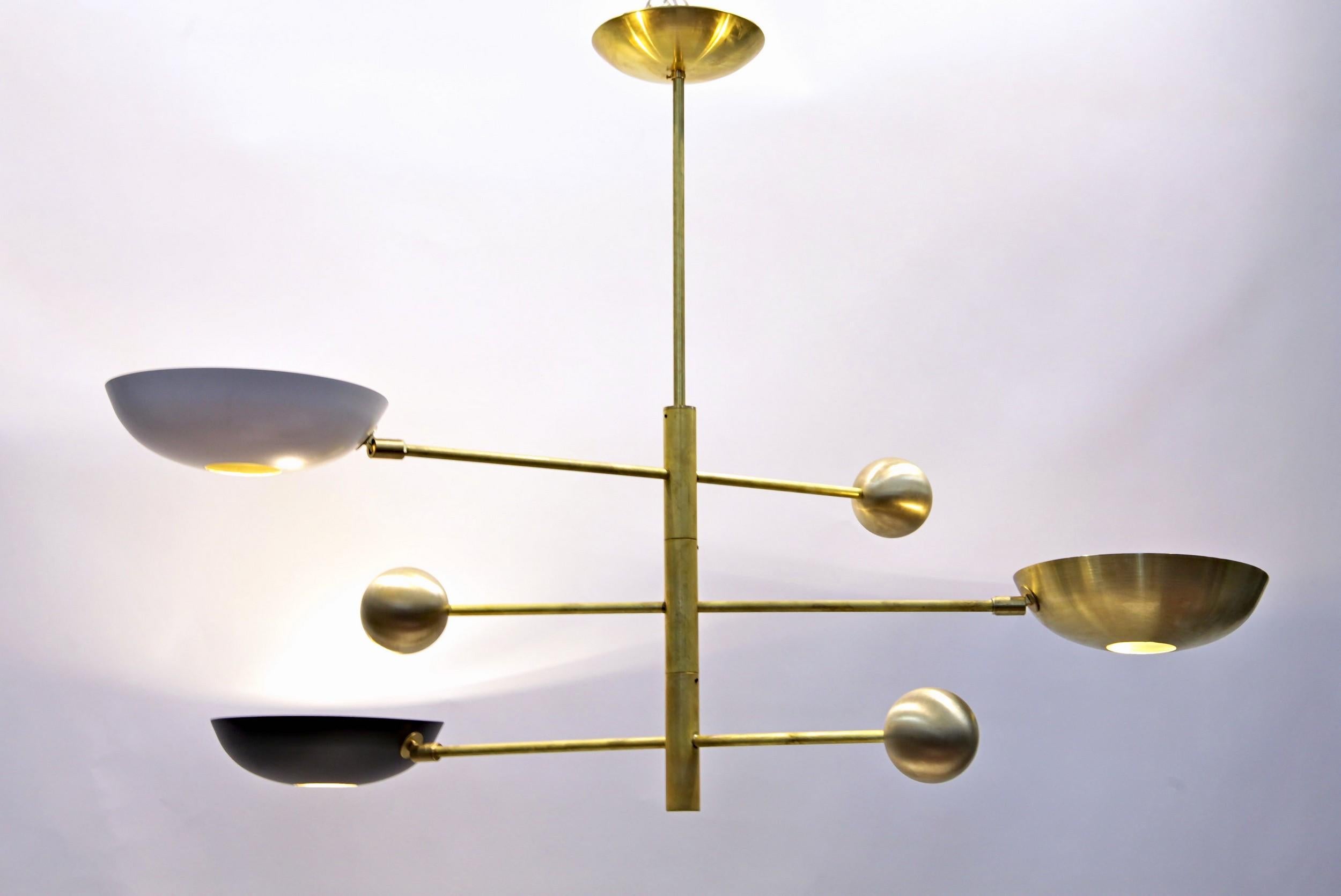 Orbitale Brass Chandelier 3 Rotating Balanced Arms, 120 cm 48 inches diameter For Sale 1