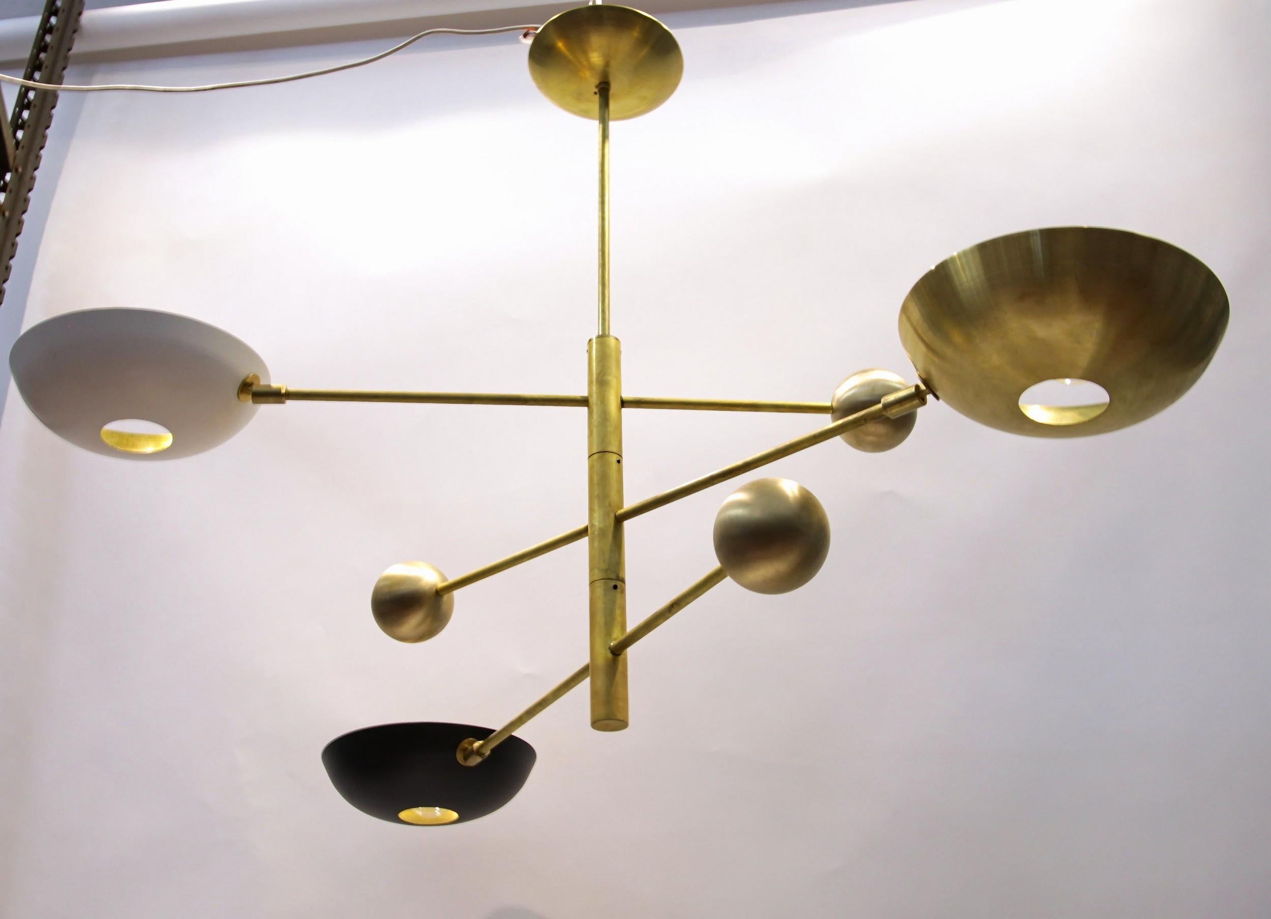 Orbitale Brass Chandelier 3 Rotating Balanced Arms, 120 cm 48 inches diameter For Sale 3