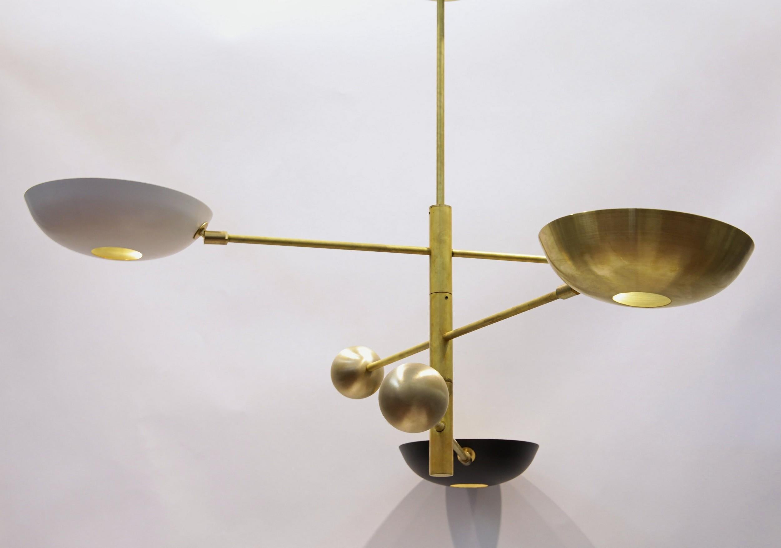 Orbitale Brass Chandelier 3 Rotating Balanced Arms, 120 cm 48 inches diameter For Sale 6