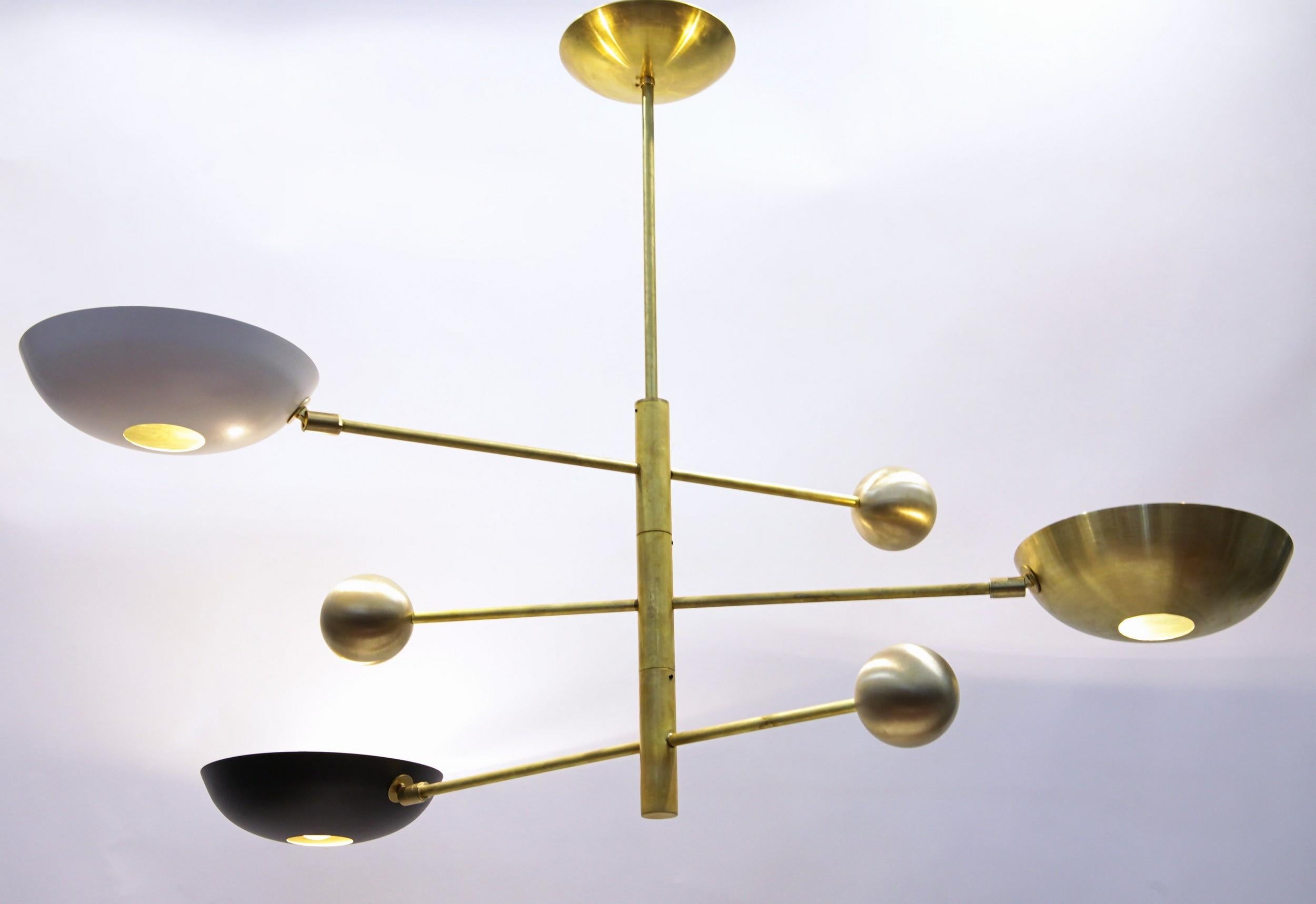 Orbitale Brass Chandelier 3 Rotating Balanced Arms, 120 cm 48 inches diameter For Sale 8