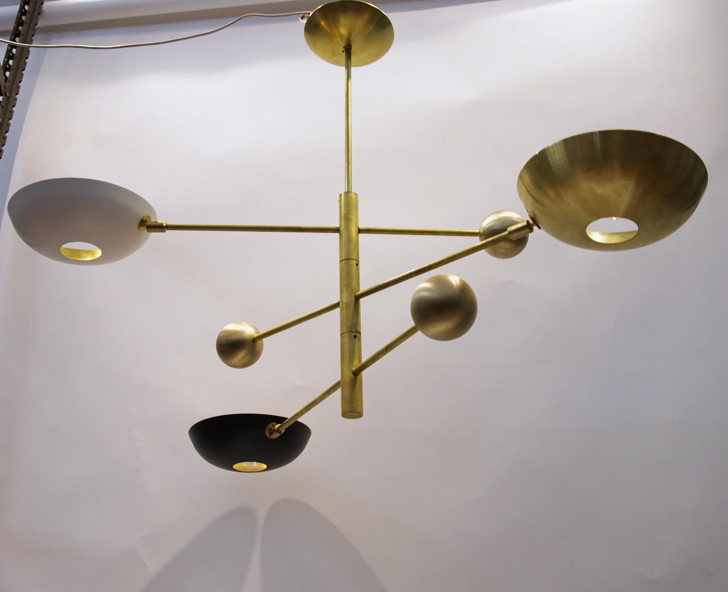 Orbitale Brass Chandelier 3 Rotating Balanced Arms, 120 cm 48 inches diameter For Sale 9