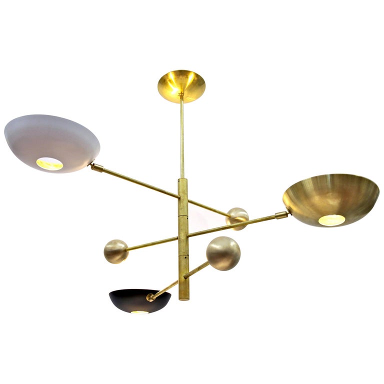 Orbitale Brass Chandelier 3 Rotating Balanced Arms, 120 cm 48 inches diameter For Sale