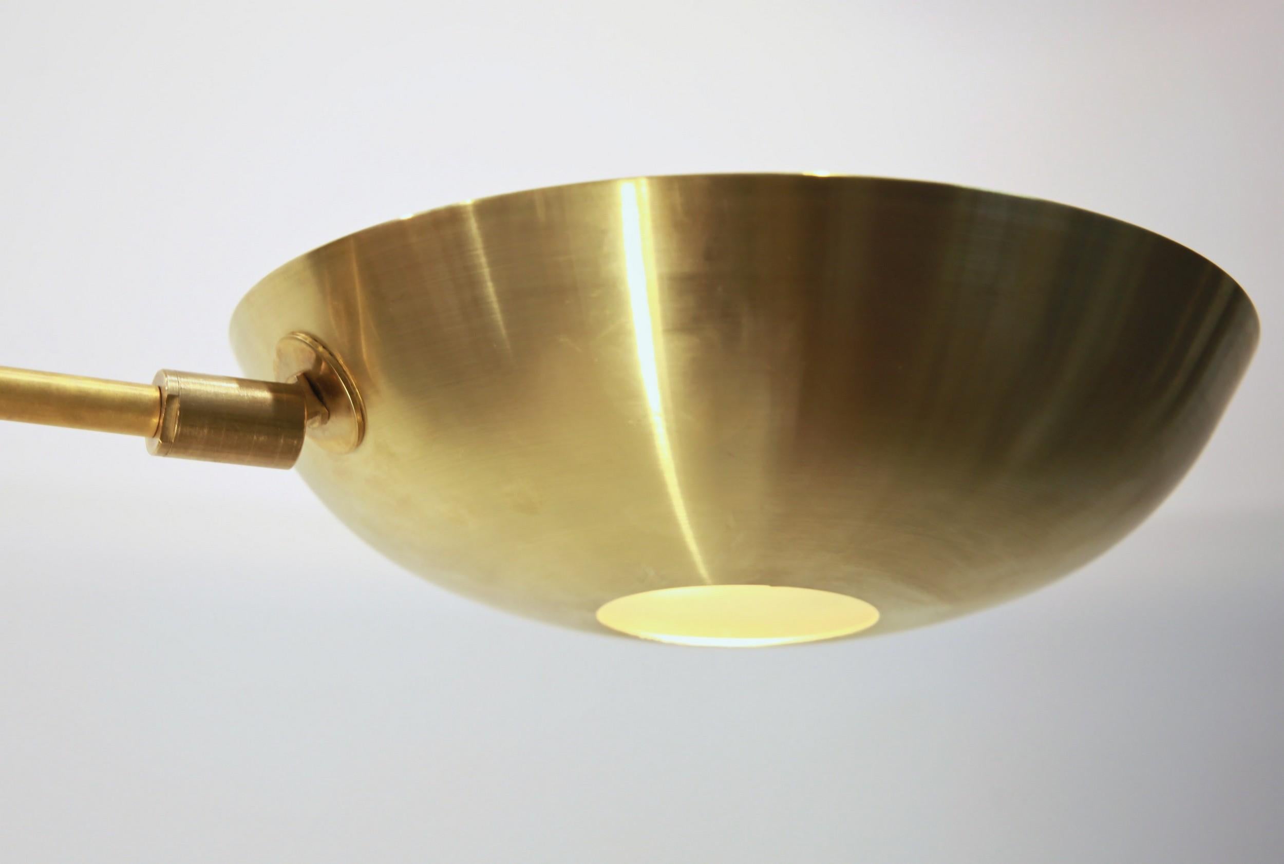 Orbitale Brass Chandelier 3 Rotating Balanced Arms, Stilnovo Style, Brass Shades For Sale 3