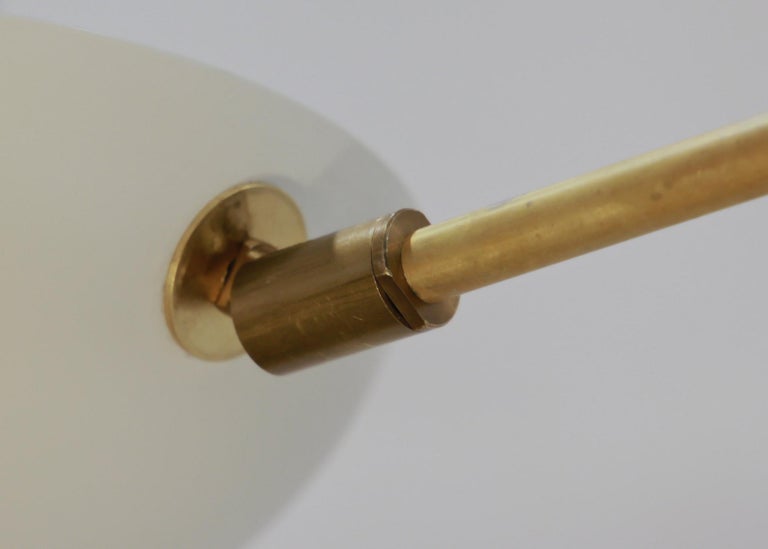 Orbitale Brass Chandelier 3 Rotating Balanced Arms, Stilnovo Style, Brass Shades For Sale 12