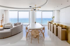 Orbitale Brass Chandelier 5 Rotating Balanced Arms, Stilnovo Style, Brass Shades