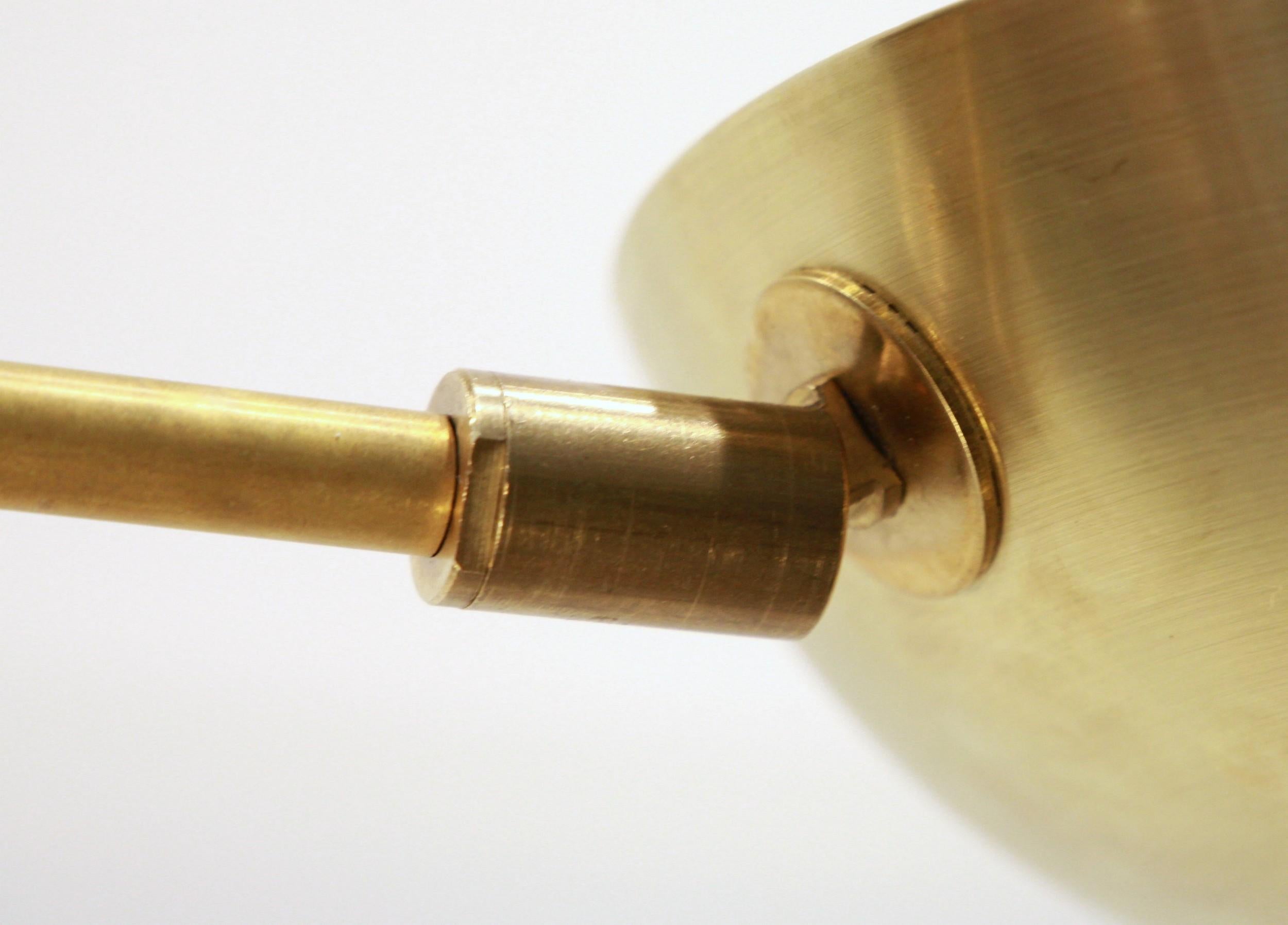 Orbitale Brass Chandelier 5 Rotating Balanced Arms, Stilnovo Style, Brass Shades For Sale 1