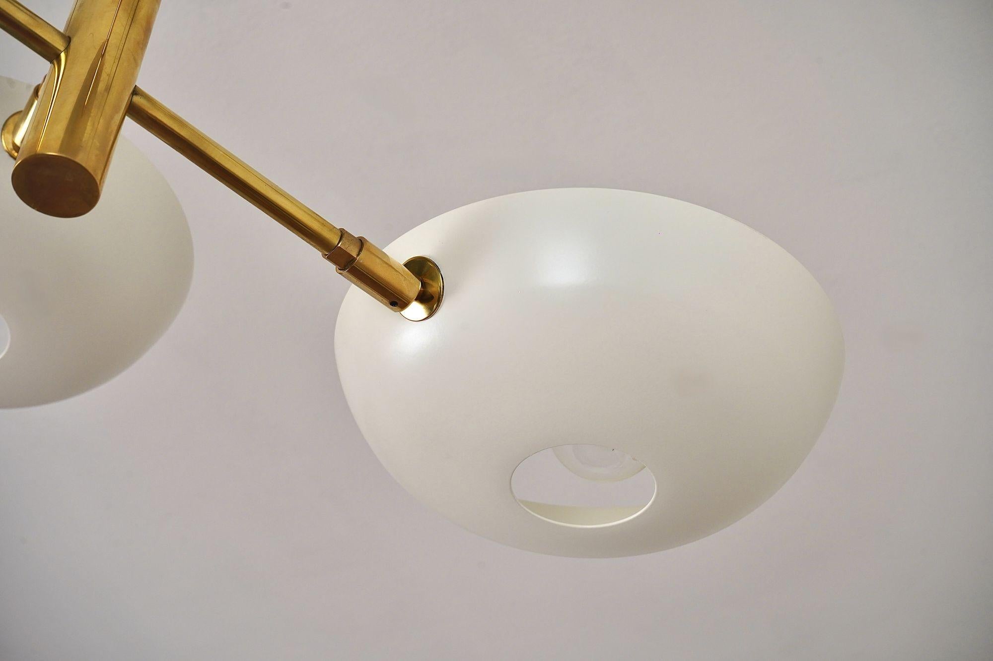 Orbitale Doppio, lampadario a 6 bracci rotanti in ottone, design di Silvio Piattelli in vendita 10