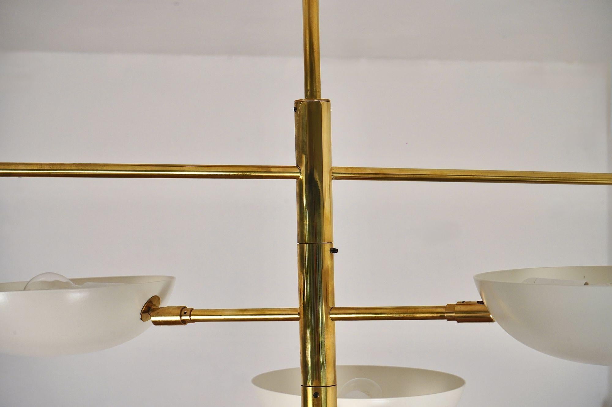 Orbitale Doppio, lampadario a 6 bracci rotanti in ottone, design di Silvio Piattelli in vendita 13