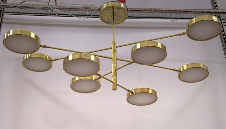 Orbitale Planetario Brass 8 Rotating Arms Chandelier, Featured for Dining Table  For Sale 3