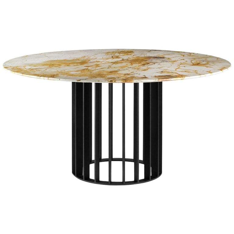 Orbiter Contemporary Round Dining Table With Black Metal Base And Orbiter Contemporary Round Dining Table With Black Metal Base And Marble Top For