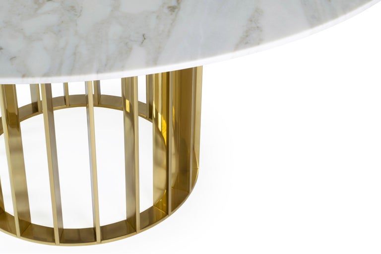Orbiter, Contemporary Round Dining Table with Gold Base ...