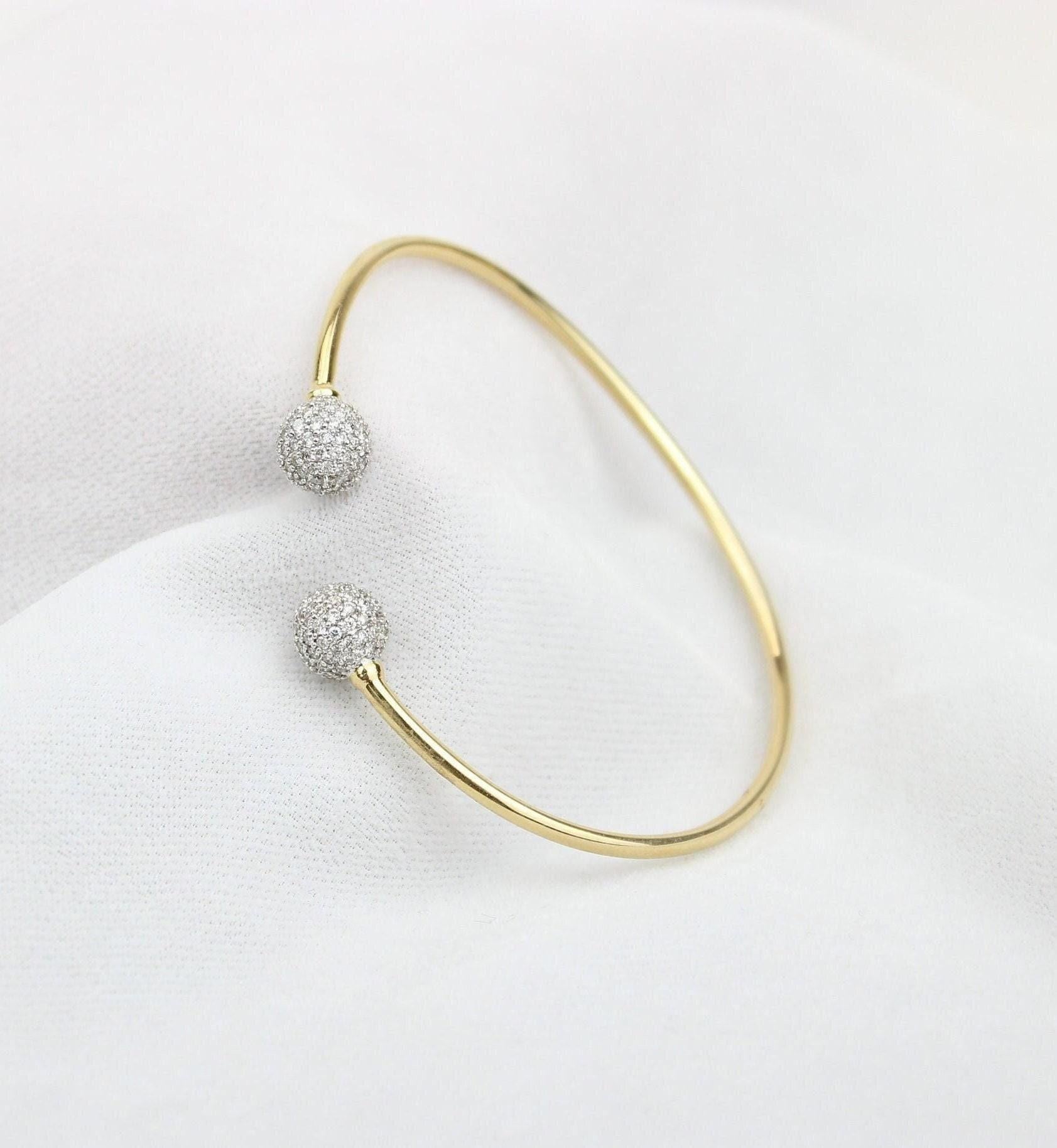 Orbs Diamant-Manschettenarmband aus massivem 14-karätigem Gold (zertifiziert) im Zustand „Neu“ im Angebot in New Delhi, DL
