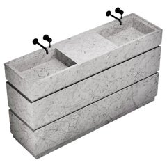 Orca - Double Basin Marble Bathroom Vanity - White Carrara