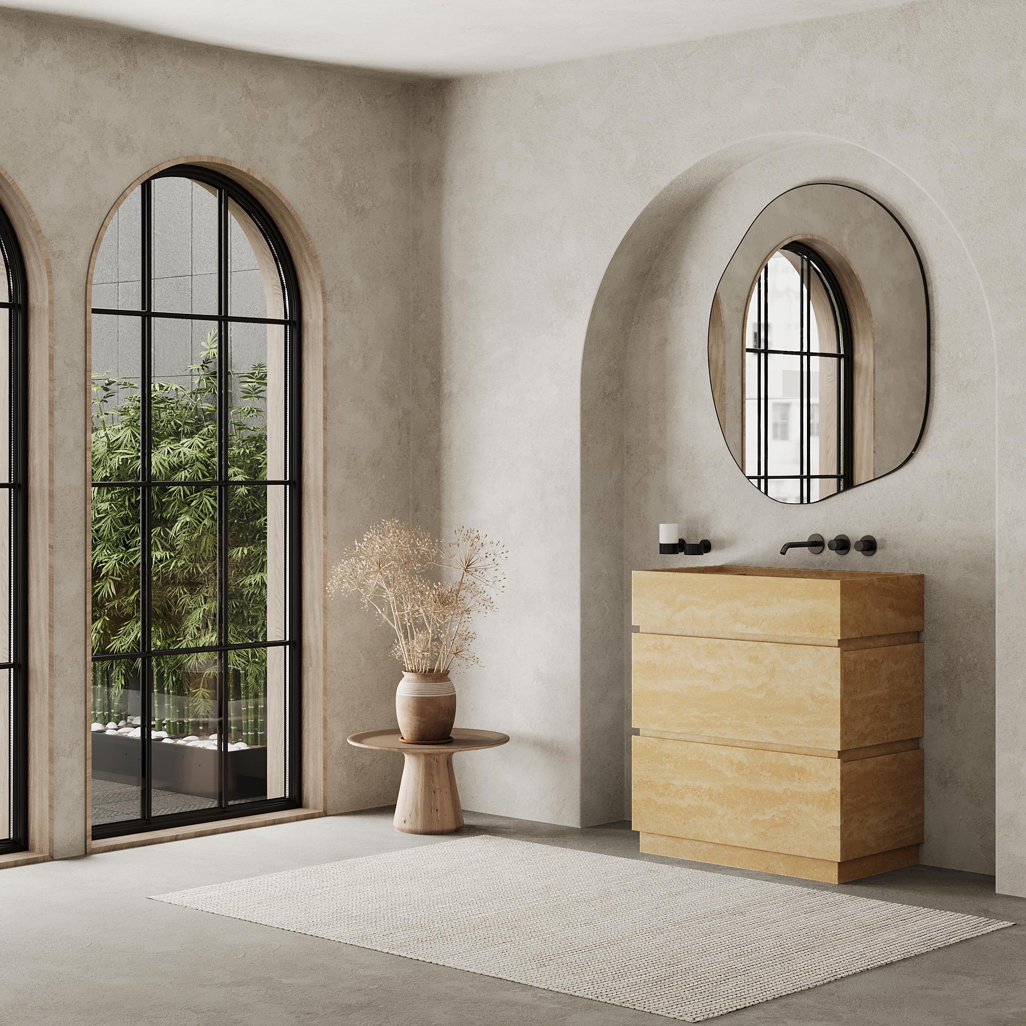 Portuguese Orca - Marble Bathroom Vanity - Beige Travertine - Large For Sale