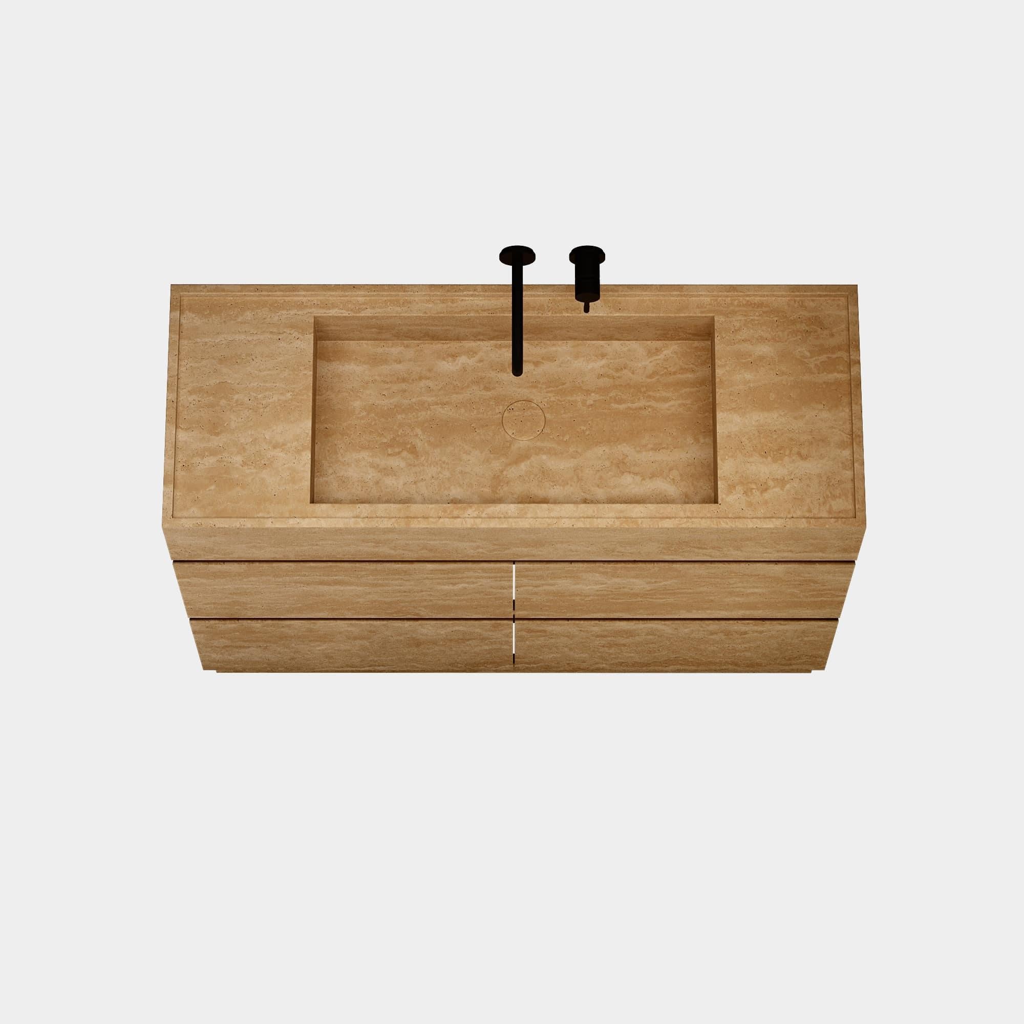Contemporary Orca - Marble Bathroom Vanity - Beige Travertine - Large For Sale