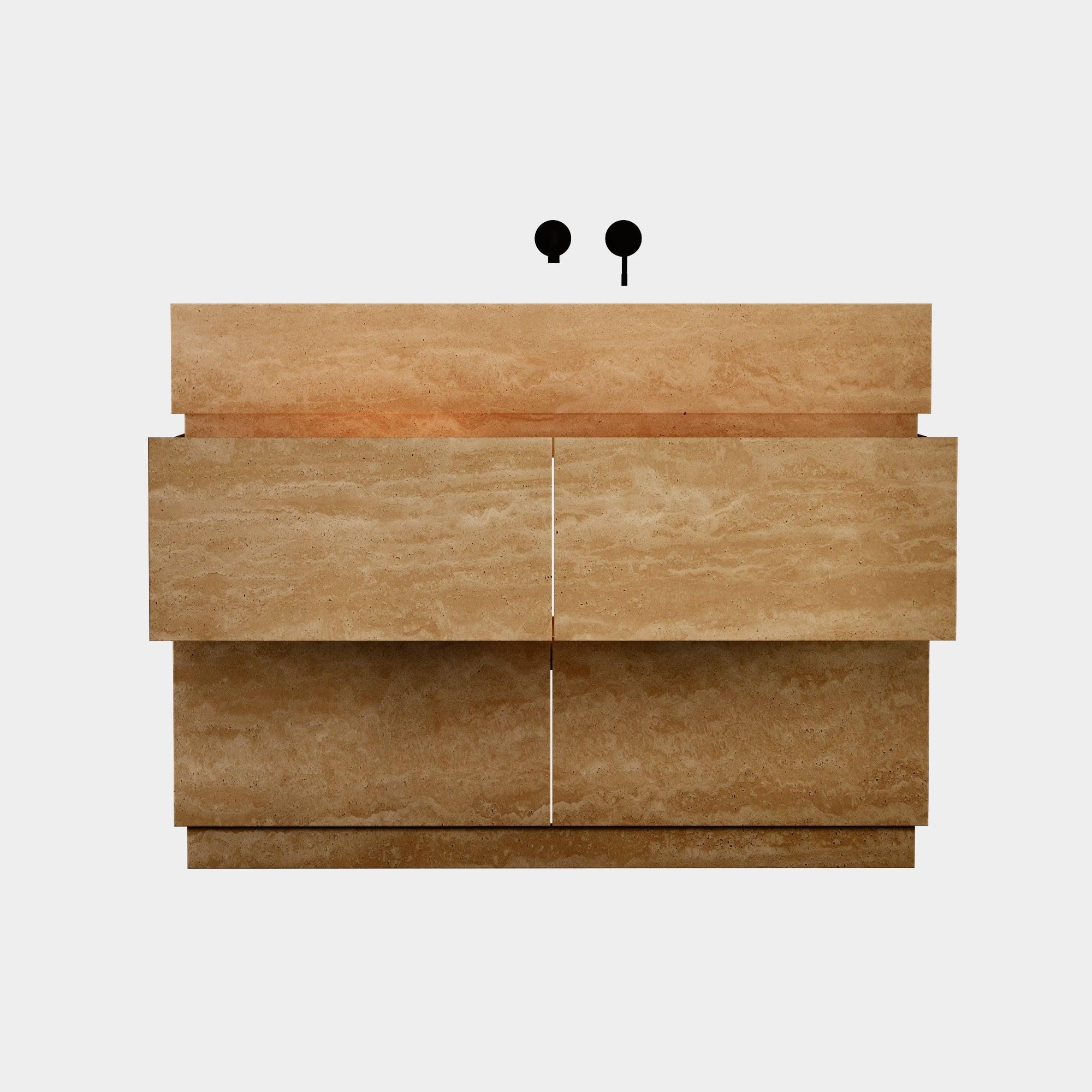 Orca - Marble Bathroom Vanity - Beige Travertine - Large For Sale 2
