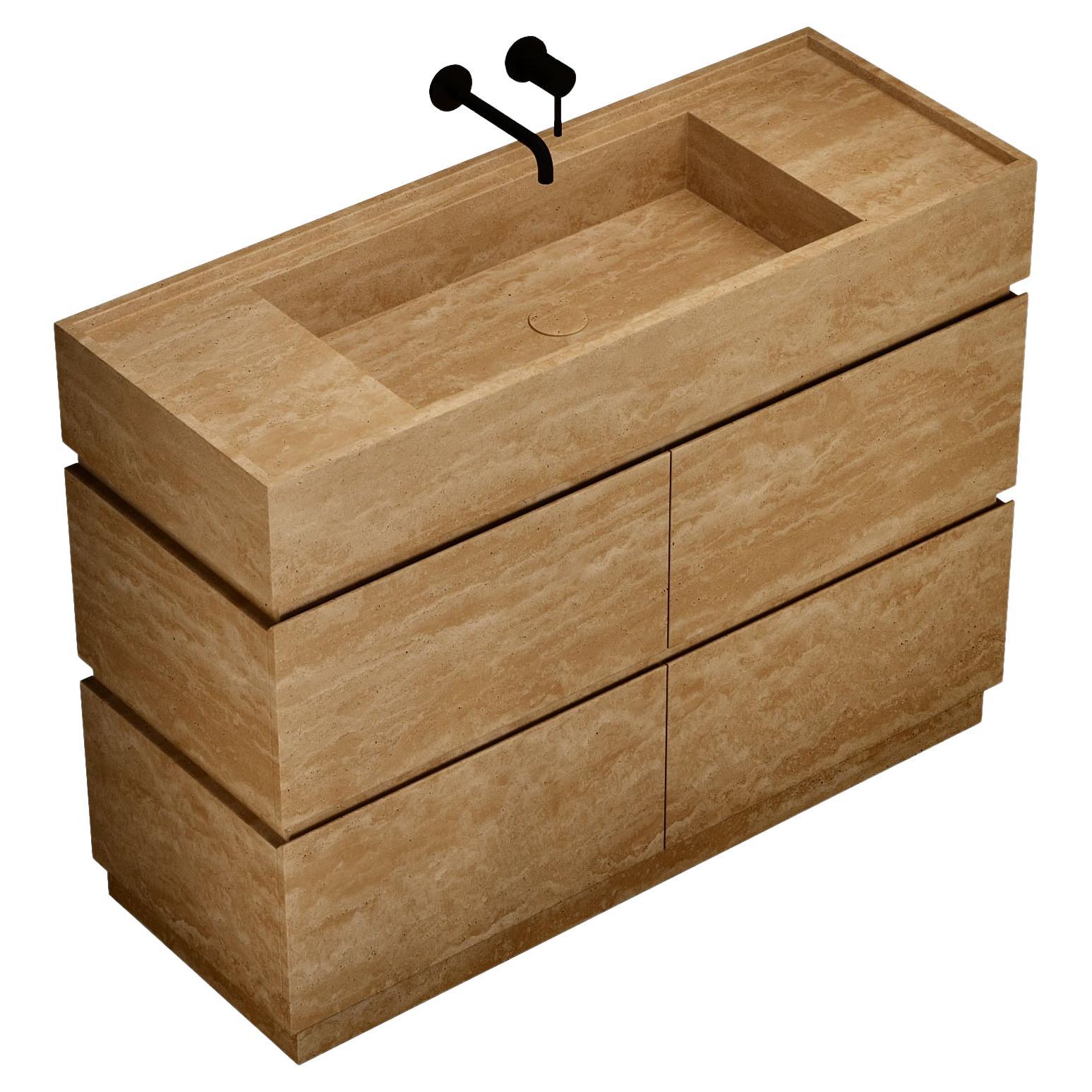 Orca - Marble Bathroom Vanity - Beige Travertine - Large For Sale
