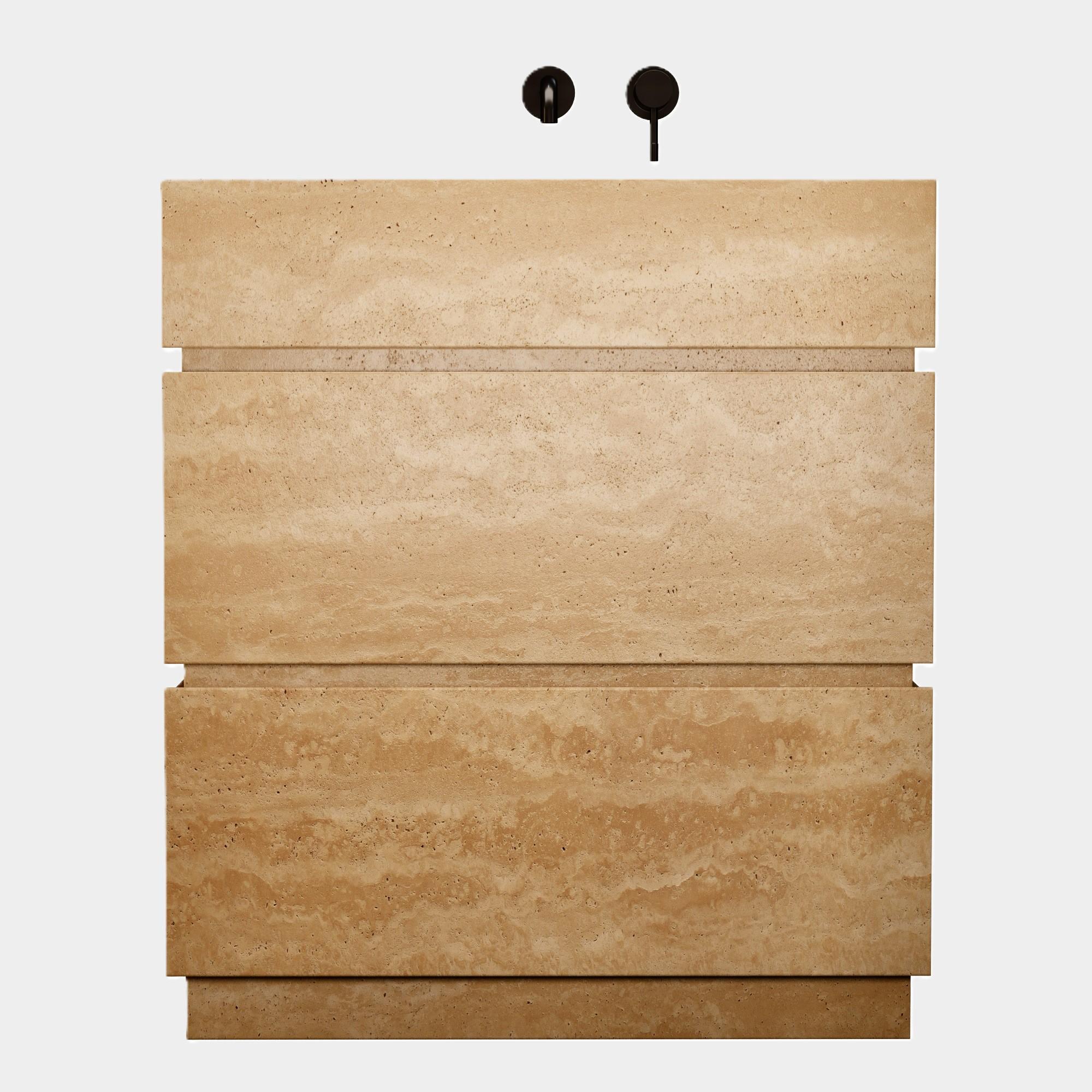 Orca - Marmor-Schminktisch für das Badezimmer - Beige Travertin - Medium (Handgefertigt) im Angebot