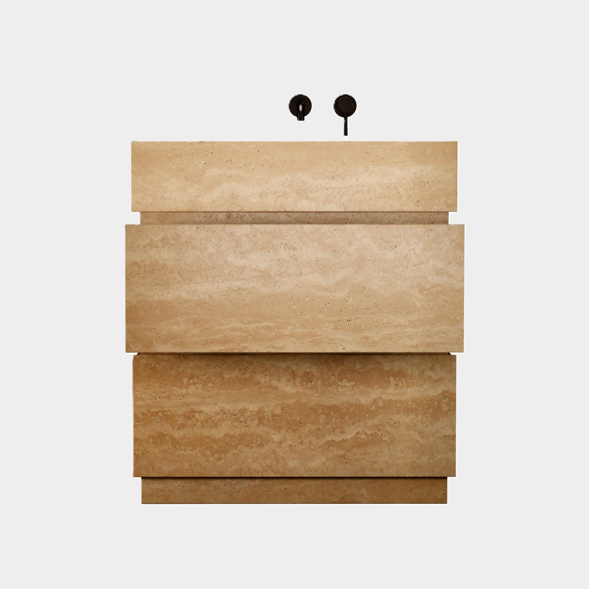 Orca - Marmor-Schminktisch für das Badezimmer - Beige Travertin - Medium im Angebot 1