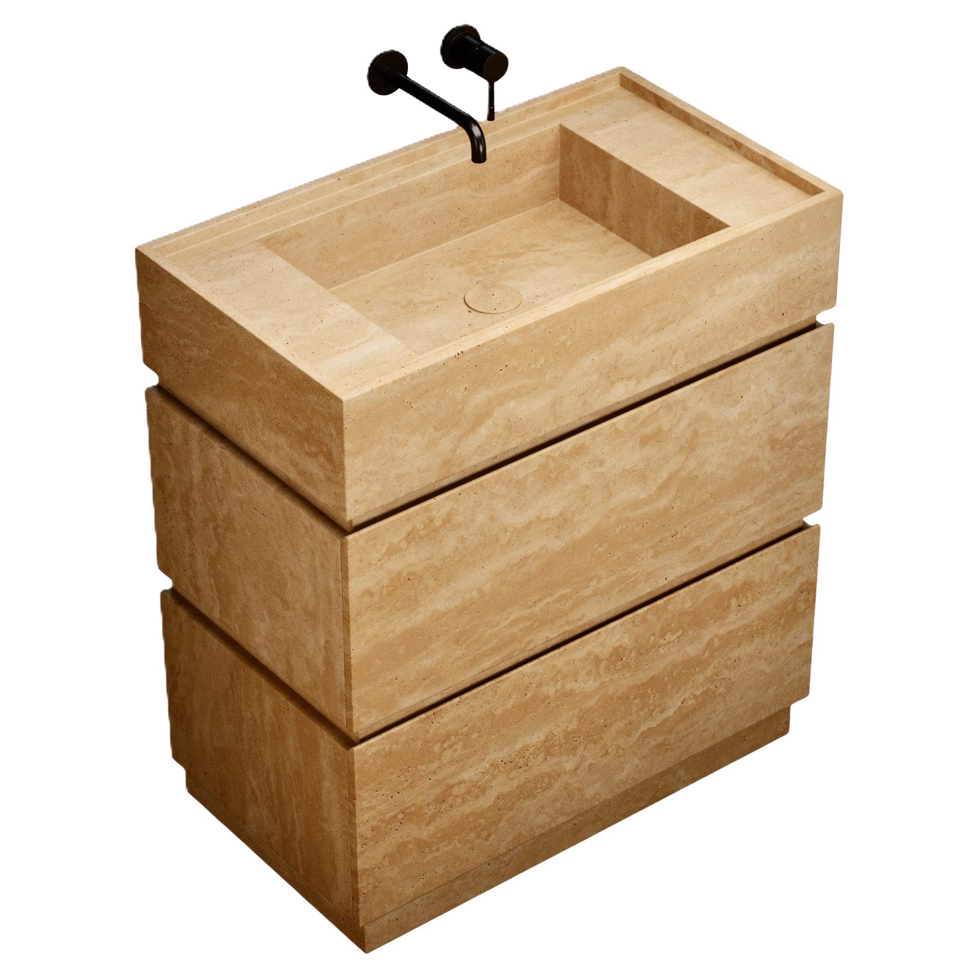 Orca - Marble Bathroom Vanity - Beige Travertine - Medium