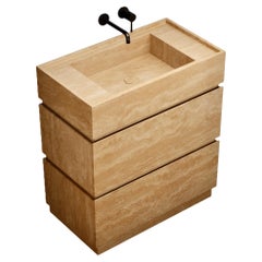 Vanity de salle de bains Orca - Travertin beige - Moyen