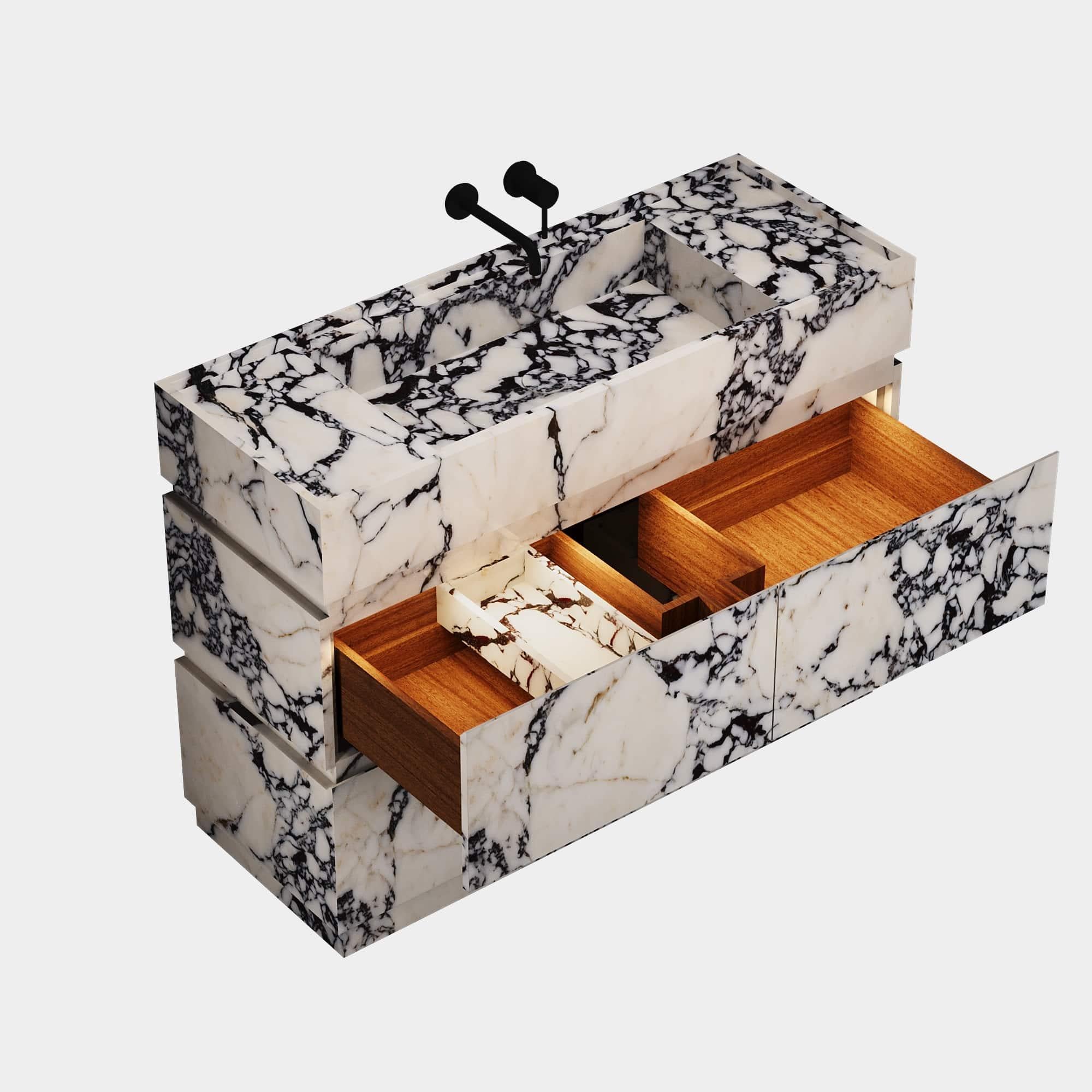 Marbre Vanity de salle de bains Orca - Calacatta Viola - Large en vente