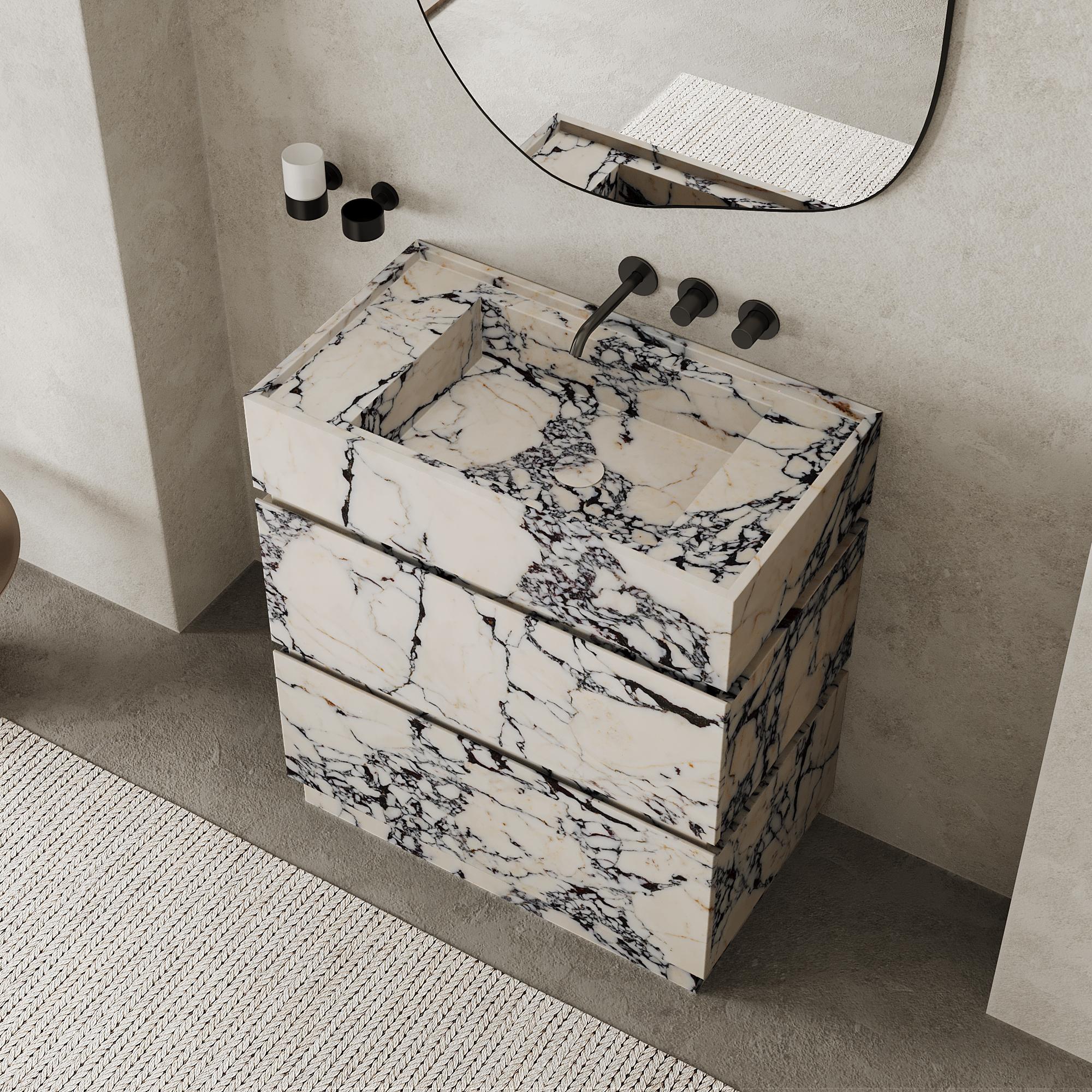 Scandinave moderne Coiffeuse de salle de bains Orca - Calacatta Viola - Moyen en vente