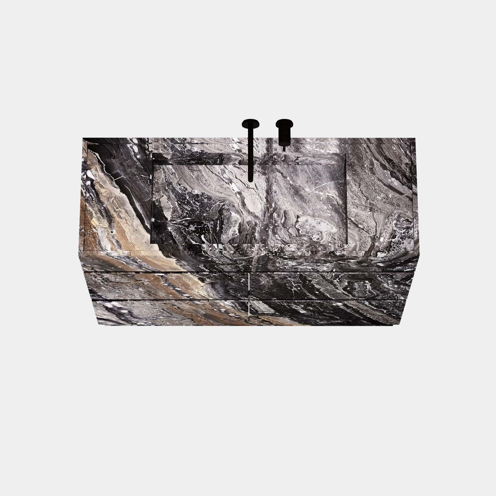 Orca – Marmor-Badschminktisch für das Badezimmer – Grau Galaxy – Groß (Skandinavische Moderne) im Angebot