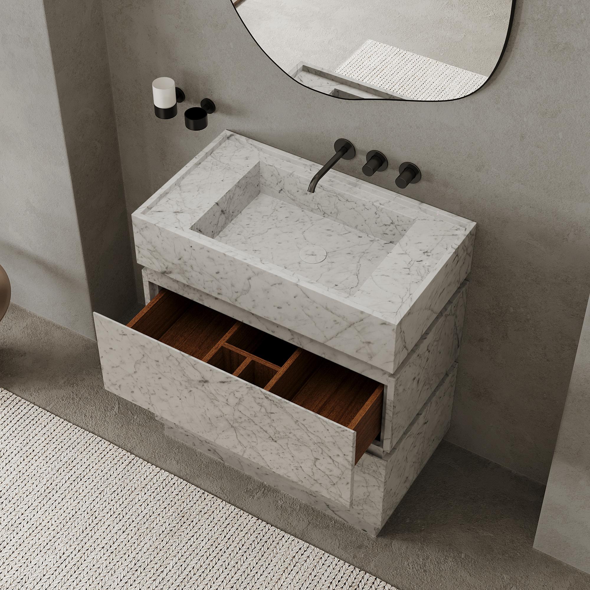 Orca - Mueble de Baño de Mármol - Blanco Carrara - Grande en venta 3