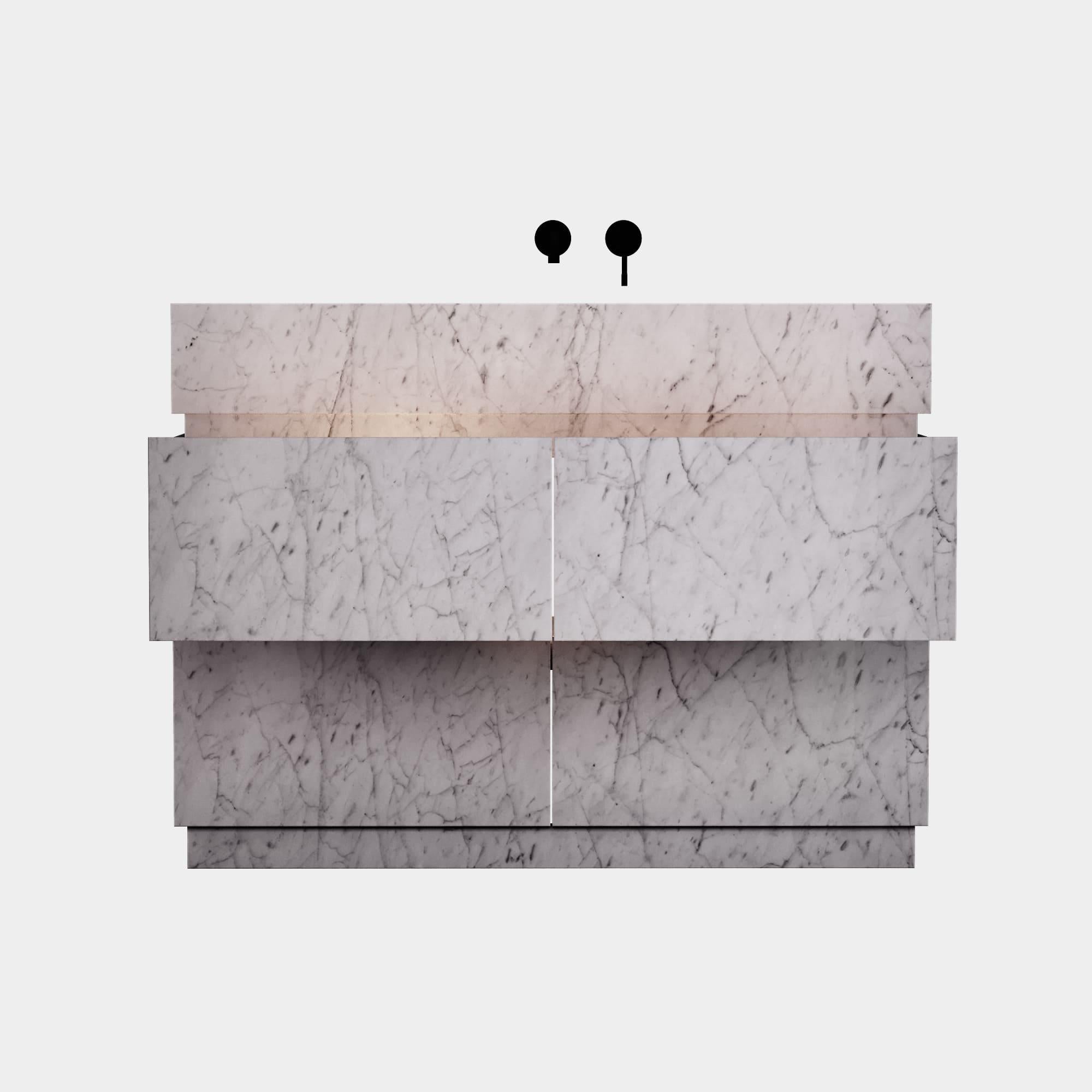 Orca - Mueble de Baño de Mármol - Blanco Carrara - Grande Siglo XXI y contemporáneo en venta