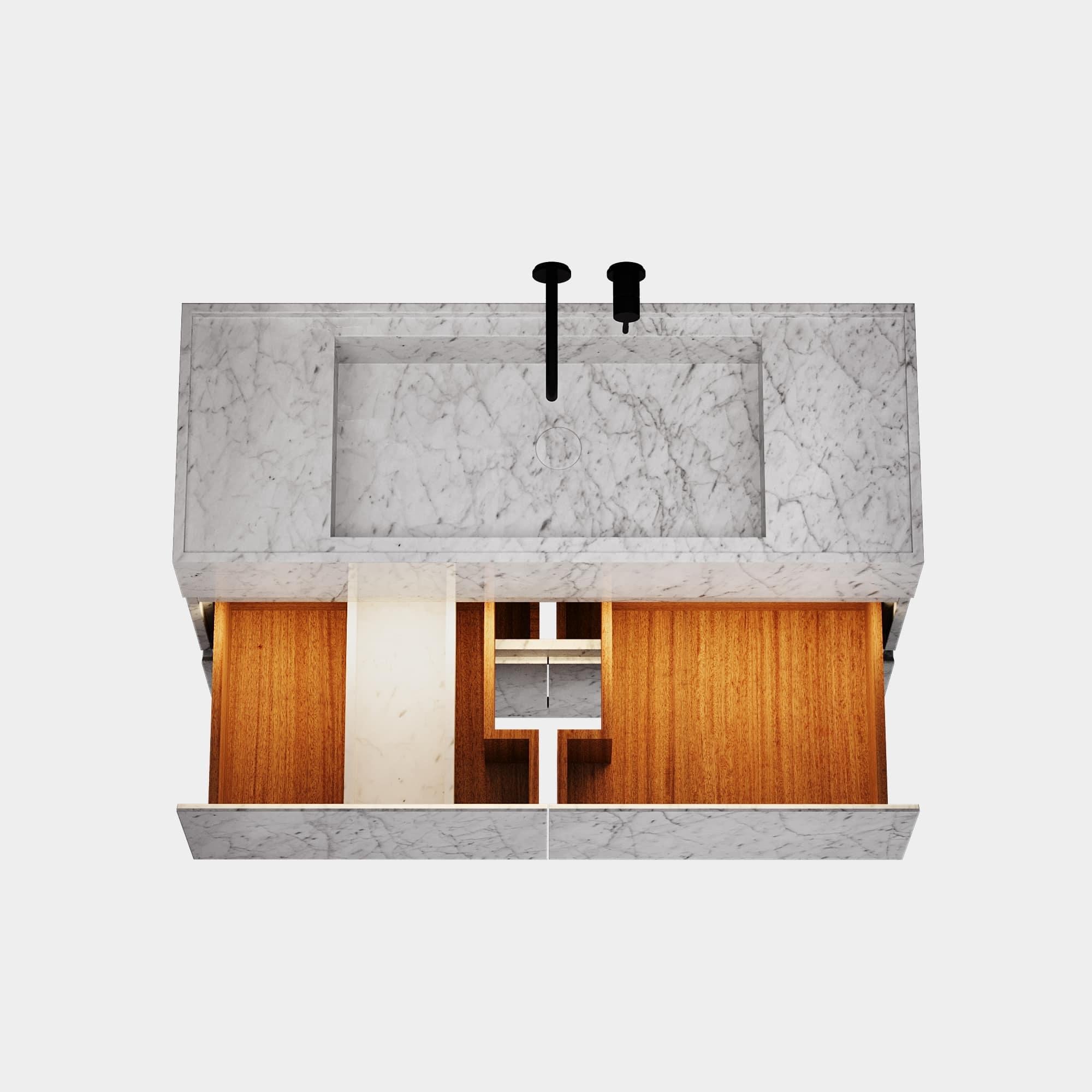 Orca - Mueble de Baño de Mármol - Blanco Carrara - Grande en venta 2