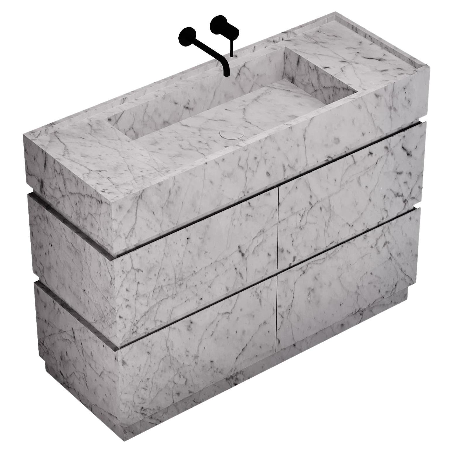 Orca - Marble Bathroom Vanity - White Carrara - Large